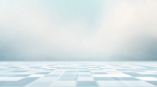 Light blue sky above, gray grid below