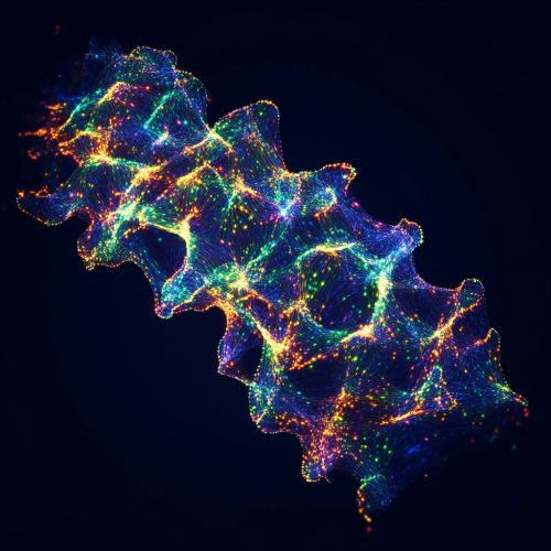 Light particles creating shapes in fluid movement