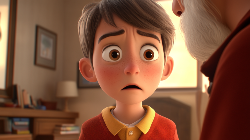 Little boy Timmy listens, wide-eyed understanding Grandpa's wisdom.