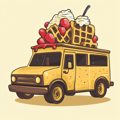 Logo for Belgian waffle truck with golden waffle design.