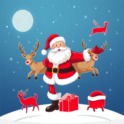 Logos of Santa Claus and His Reindeers