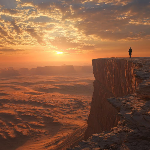 Lone traveler in awe at breathtaking sunset in Riyadh. Lone traveler in awe at breathtaking sunset in Riyadh.