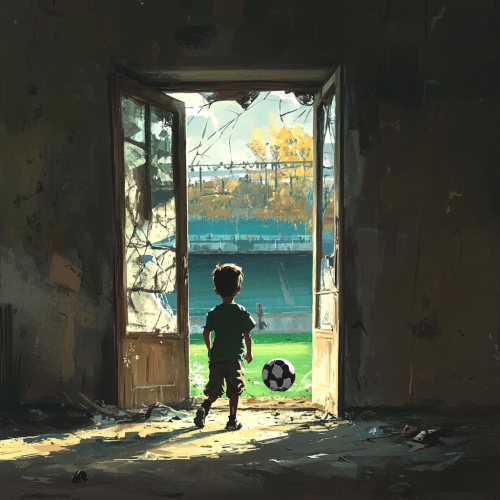 Looking at kid in stadium, threw ball, opened door.