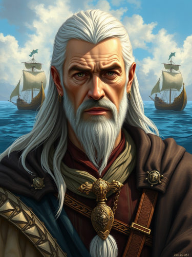 Lord Velaryon's Portrait: Middle-Aged Valyrian at Sea
