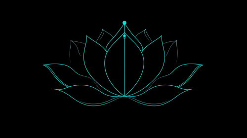 Lotus flower with teal circuit line design