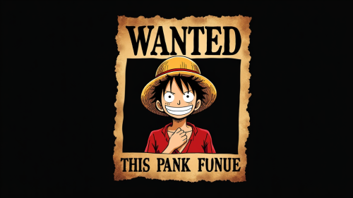 Luffy's High Resolution Wanted Poster on Black Background