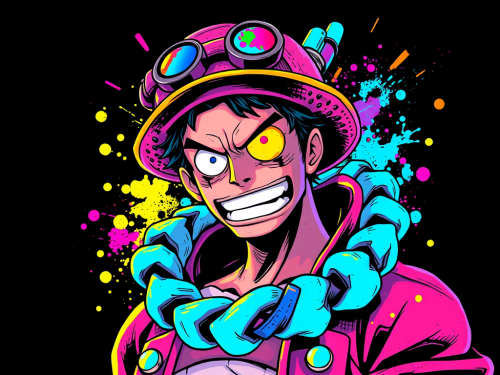 Luffy's Neon Colored, Vivid Gear 5 Drawing