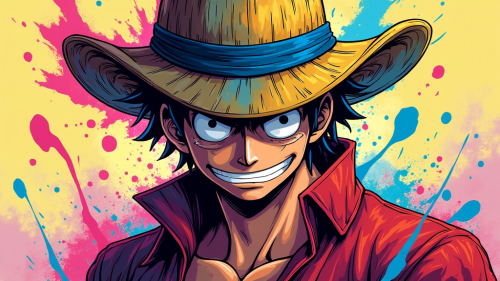 Luffy's Vivid Neon Gear 5 in Disney Style