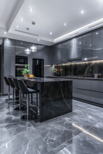 Luxurious Ashen Elegance Kitchen: Elegant and Organized Luxurious Ashen Elegance Kitchen: Elegant and Organized