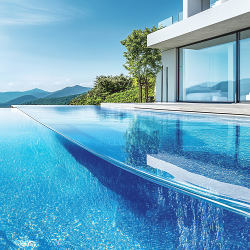 Luxurious and transparent swimming pool details website banner