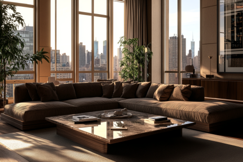 Luxurious apartment with chic decor and city view