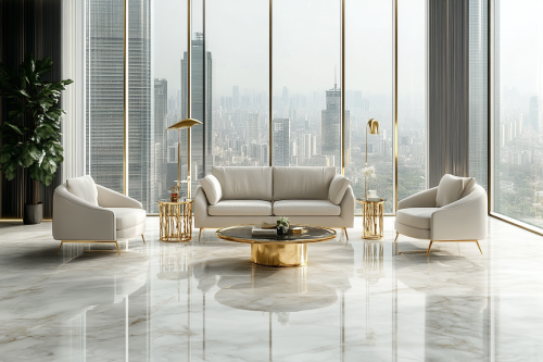 Luxurious apartment with stylish decor and city view