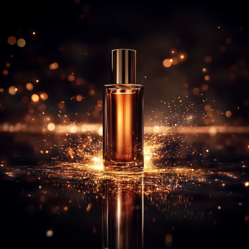 Luxurious beauty scene with golden light beams and dark gradient. Luxurious beauty scene with golden light beams and dark gradient.