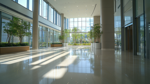 Luxurious modern building with elegant indoor public spaces