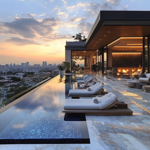 Luxurious rooftop retreat with infinity pool and city views