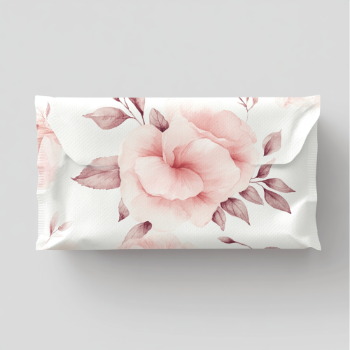 Luxurious white package of detailed watercolor wet wipes