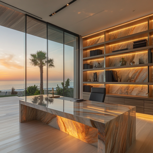 Luxury Coastal Mansion Office with Ocean Views