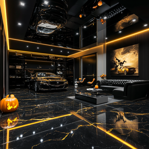 Luxury car garage with modern design features