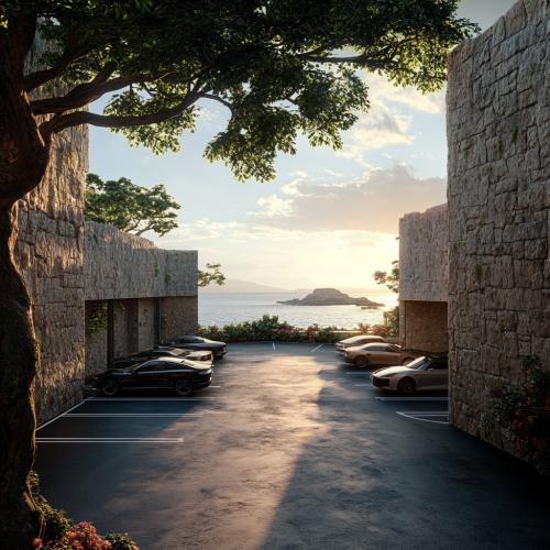 Luxury cars parked in school parking lot