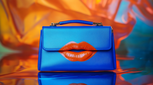 Luxury high-end purse with orange lip stain