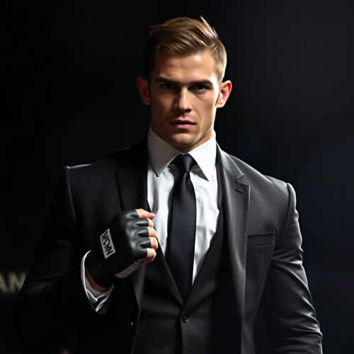 MMA Fighter Wearing a Dark Corporate Suit