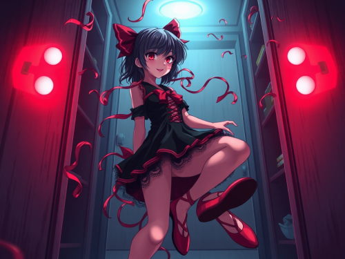 Madoka Kaname possessed by ghostly ballet flat shoes in closet. Madoka Kaname possessed by ghostly ballet flat shoes in closet.