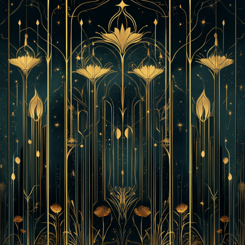 Magical Hogwarts Christmas scene with elegant art deco