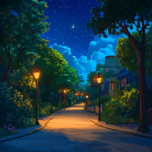 Magical Night Stroll Down Enchanted Commuting Path