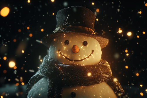 Magical Snowman in twinkling night - Winter Wonderland