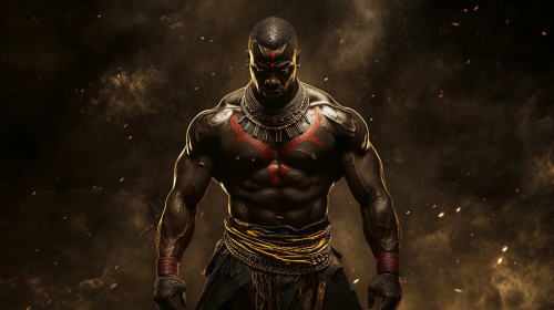 Majestic African Warrior in Cinematic Mythological Image