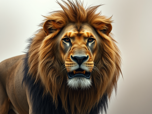 Majestic lion man gazes into the distance.