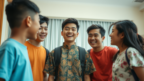 Malay Teenagers Having Fun in Singapore House