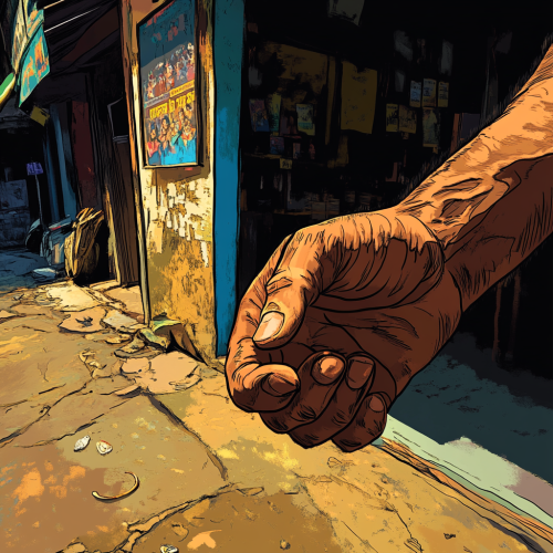 Man's hand holding a ring in Kerala shop.