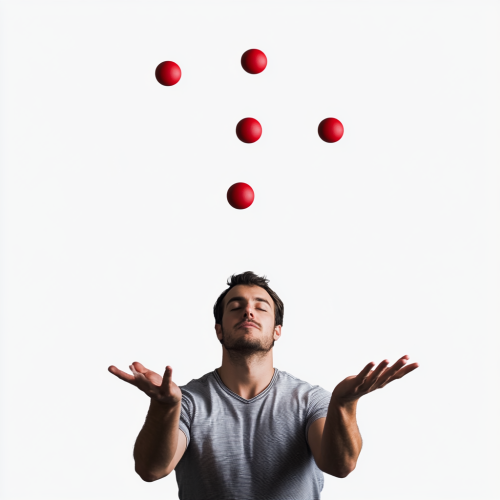 Man Juggling Three Balls on Transparent Background 
