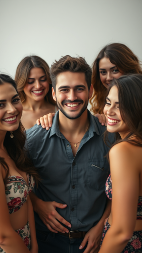 Man Surrounded by Beautiful Women Man Surrounded by Beautiful Women