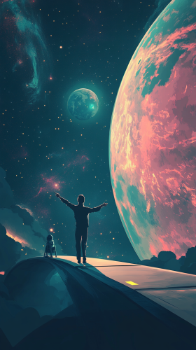 Man and Robot in Space Adventure