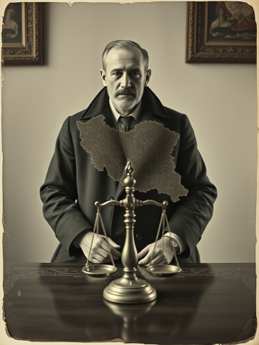 Man with Scale Overlaid by Old Iran Map