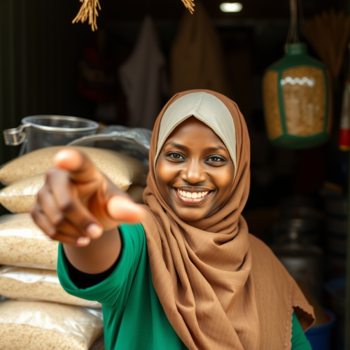 Mariam Lawal Proudly Presents Her Nigerian Rice Shop