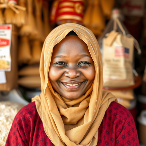 Mariam Lawal Smiling Proudly at Her Nigerian Shop