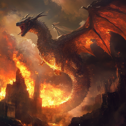Massive Dragons with Powerful Wings and Fiery Breath Massive Dragons with Powerful Wings and Fiery Breath