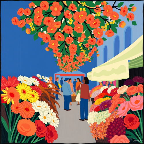 Matisse-Style Carnation Flower Market Poster