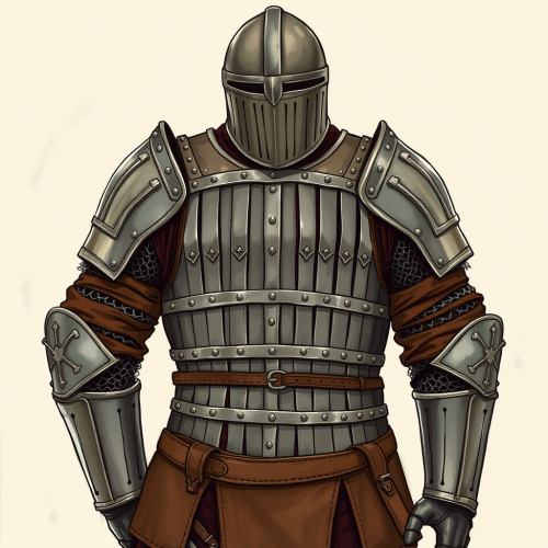 Medieval Knight in Armor with Chain Mail