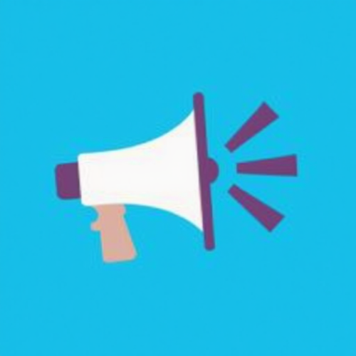 Megaphone and Sound Waves on Blue Background