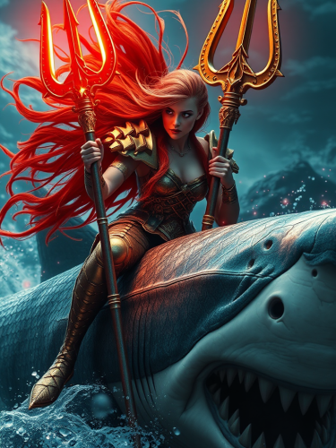 Mermaid and Monster in a Magical Battle Display