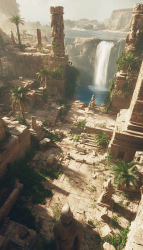 Mesopotamian civilization remnants aerial view landscape 8K.