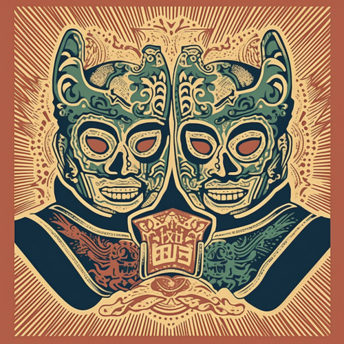 Mexican Luchadors in Action: Minimalist Anime Design
