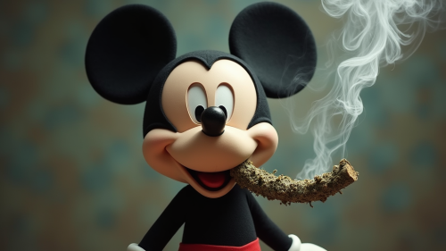 Mickey Mouse Enjoying a Weed Cigar