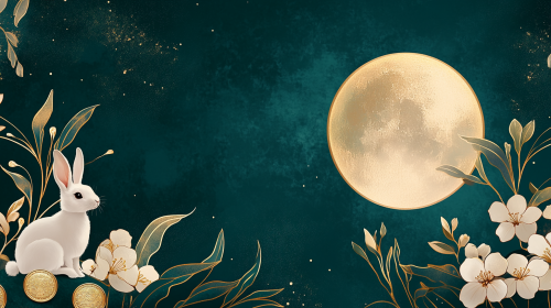 Mid-Autumn Festival themed minimalist design with elegant elements.