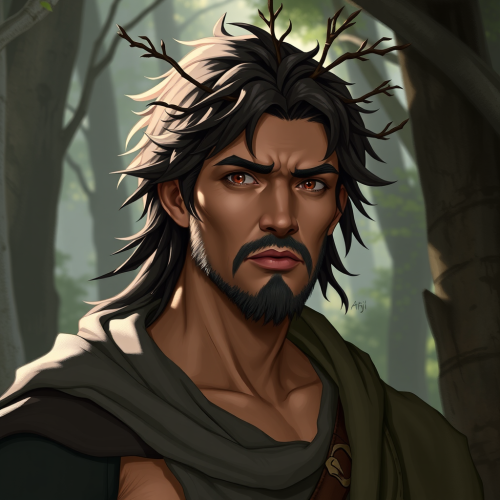 Middle-aged Male Eladrin in a Forest Setting
