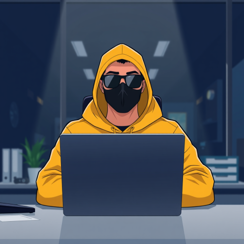 Minimalist Anime Businessman Working Late Night